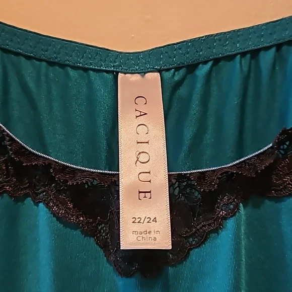 Cacique Teal and Black Lace Nighty in size 22/24 - Picture 6 of 9